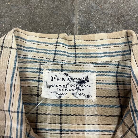 Vintage 50s Penney's Loop Collar Long Sleeve Shirt Small 100% Cotton - Picture 5 of 8